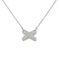 White Gold Pavé X Pendant Necklace with Diamonds