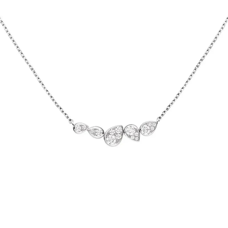 Cluster Teardrop Pendant Necklace White Gold