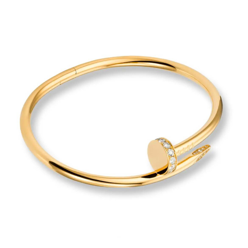 Zircon-Adorned Stainless Steel Bangle Bracelet