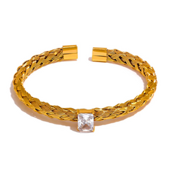 18K Gold-Plated Stainless Steel Mesh Bangle Bracelet