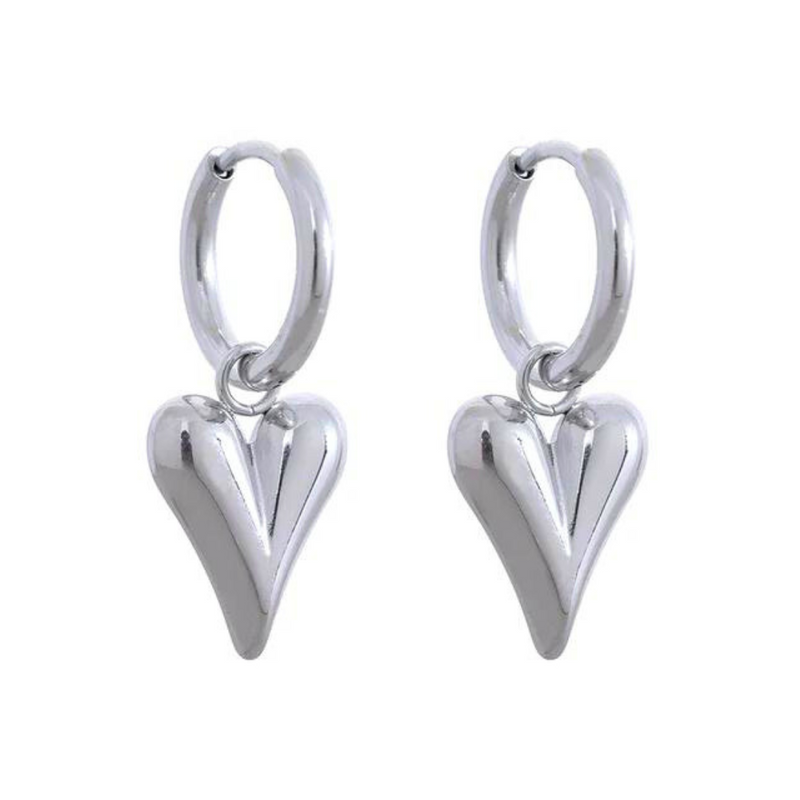 Chic Stainless Steel Heart Huggie Hoop Earrings