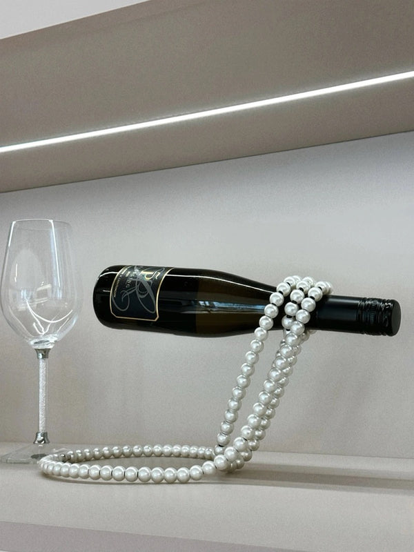 Luxury Pearl Necklace Wine Rack: Magic Metal Resin Bottle Holder