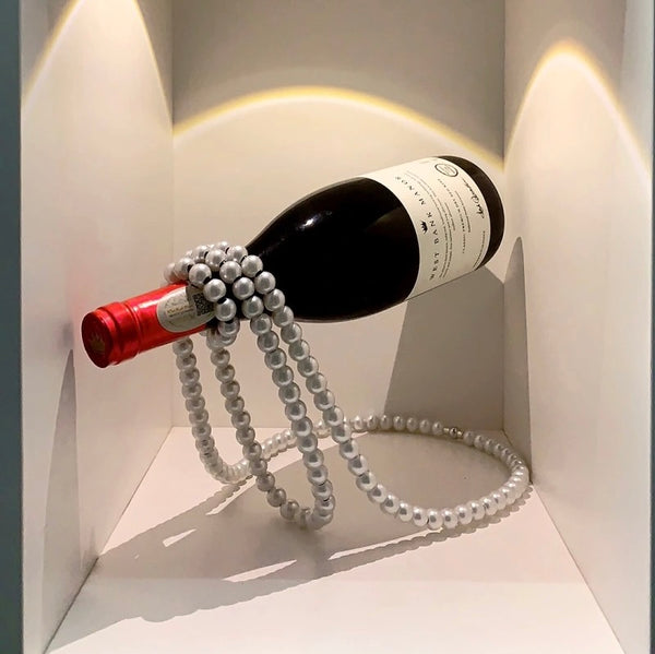 Luxury Pearl Necklace Wine Rack: Magic Metal Resin Bottle Holder