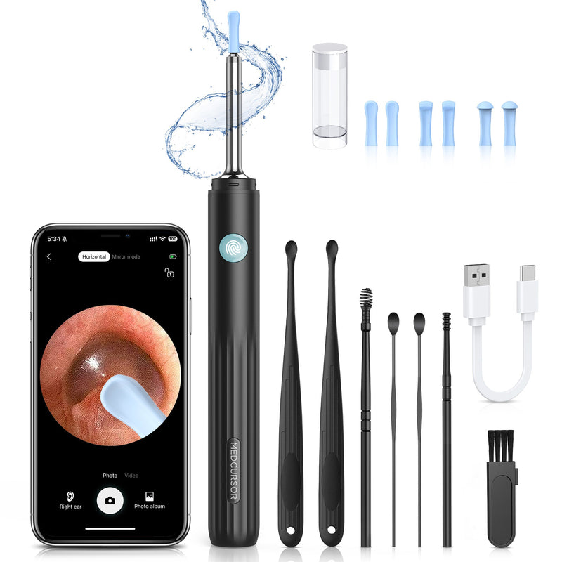 Ear Wax Removal, Ear Wax Removal Tool Camera with 1080P HD Smart Visual Otoscope, Ear Cleaner with 6 LED Lights and 6 Soft Ear Scoops for iOS & Android