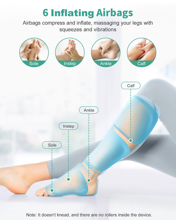 Cordless Foot and Leg Massager with Heat, Rechargeable Leg Massager for Circulation and Pain Relief