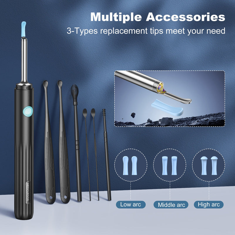 Ear Wax Removal, Ear Wax Removal Tool Camera with 1080P HD Smart Visual Otoscope, Ear Cleaner with 6 LED Lights and 6 Soft Ear Scoops for iOS & Android