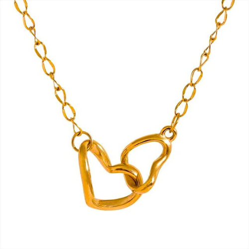 Double Heart 14K gold Necklace