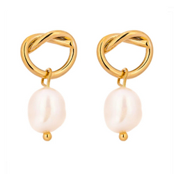 Classic Pearl Lever Hoop Earrings