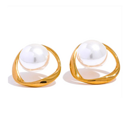 Pearls Round Hollow Earrings