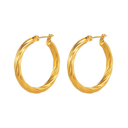 18K Gold Plated Twist Hoop Earrings