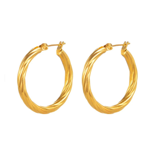 18K Gold Plated Twist Hoop Earrings