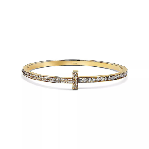 T Narrow Pavé Diamond Hinged Bangle