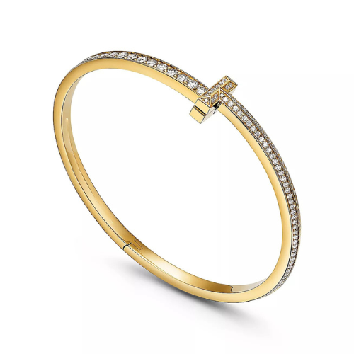 T Narrow Pavé Diamond Hinged Bangle