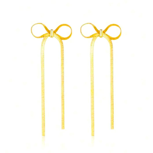 stainless steel Flat Snake Chain Knot Bow Earrings