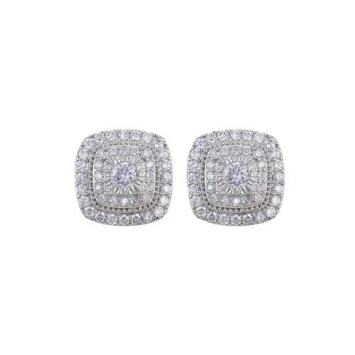 Princess Square Cubic Zirconia Stud Earrings