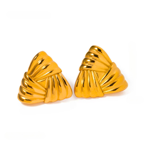 Texture Triangle Metal Earrings Stainless Steel