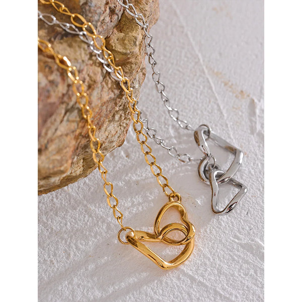 Double Heart 14K gold Necklace