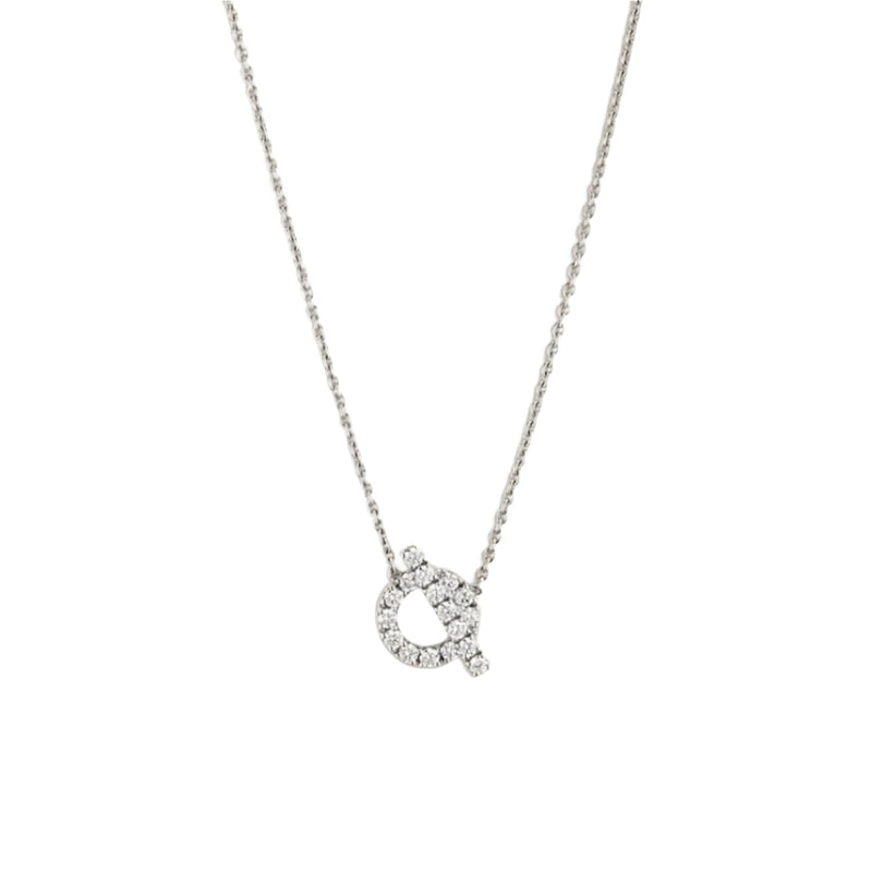 Initial Letter Pendant Necklace White Gold
