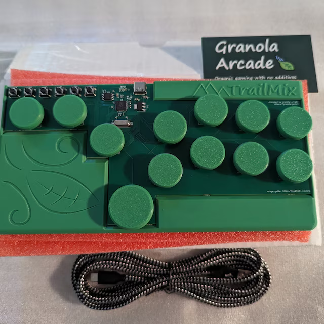 TrailMix by Granola Arcade leverless fightstick game controller for PC, Steam Deck, PS3/4, Switch (GP2040 firmware, Kailh Choc switches)