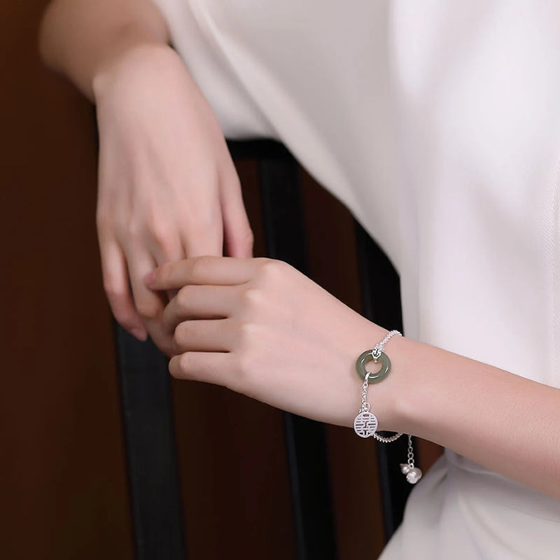 Hetian Jade Stone Donut Pendant Bracelet – Braceley & Co.