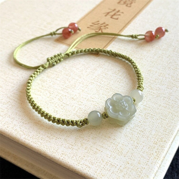 Jade Braided Bracelet with Pumpkin Charm