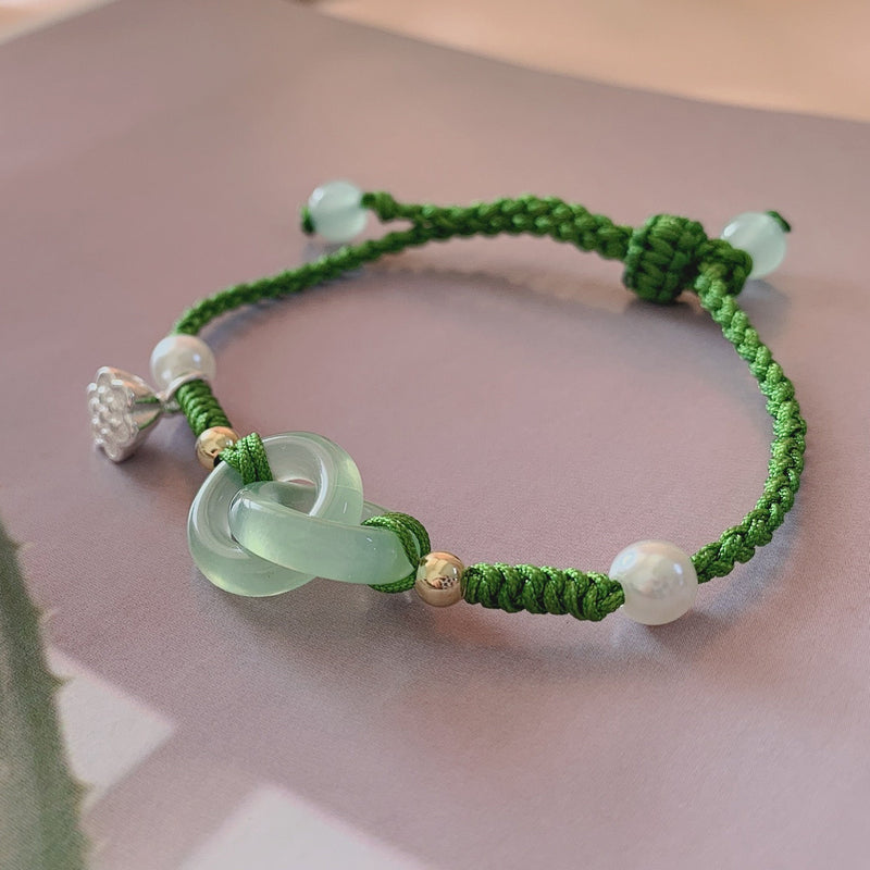 Green Jade Interlocking Circles Bracelet