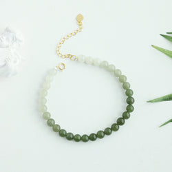 Dainty Green Jade Beaded Gold bracelet