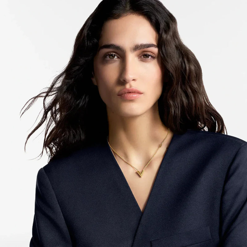 Gold V Pendant Necklace Minimalist Design