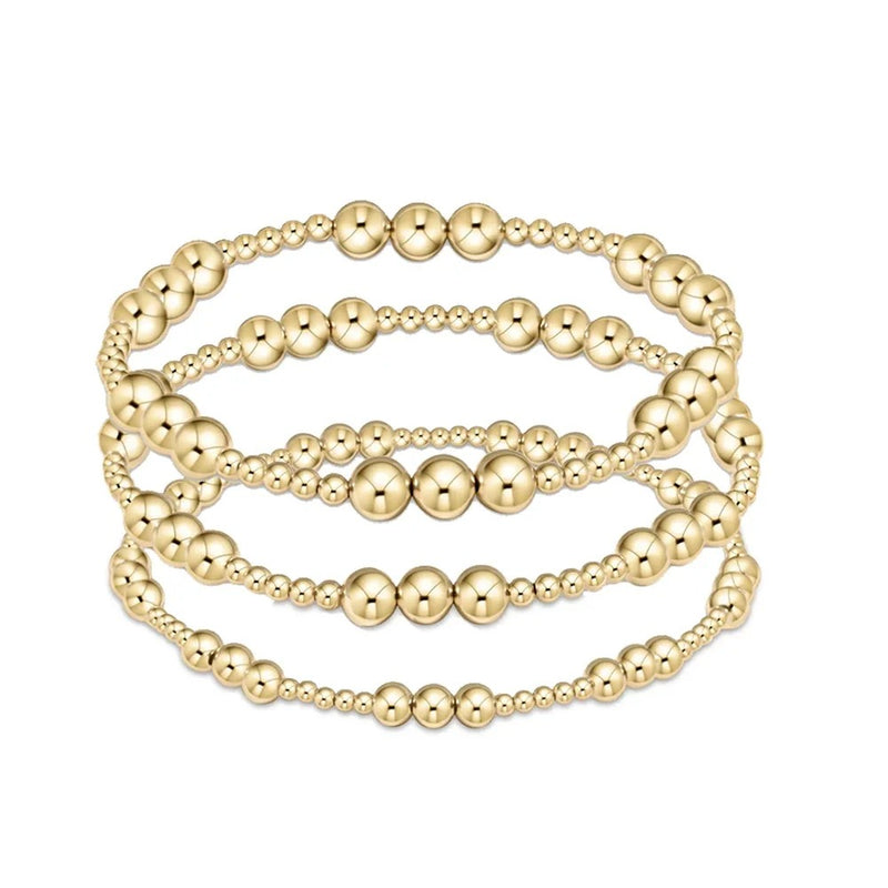 18K Waterproof Gold Plated Beaded Stretch Bracelet for Women