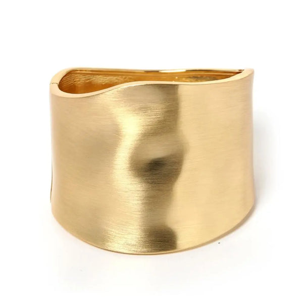 Minimalist Wide Alloy Gold Color Bangles: Fashion Jewelry Accessories for Women