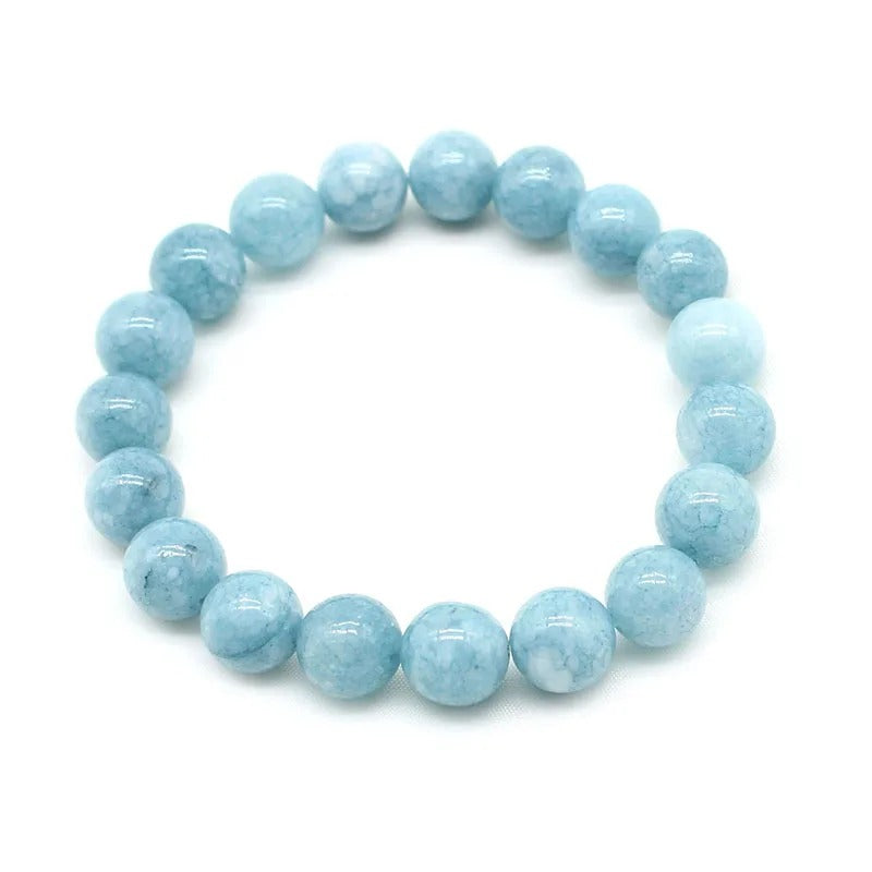 Natural Aquamarine Agate Stone Beads Bracelet with Round Chain - Unique and Stylish Beaded Jewelry