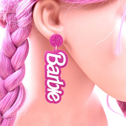 Barbie Pink Letter Earring