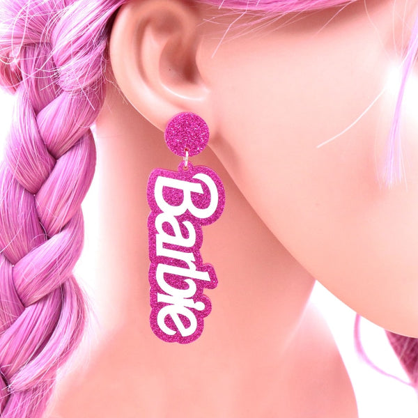 Barbie Pink Letter Earring