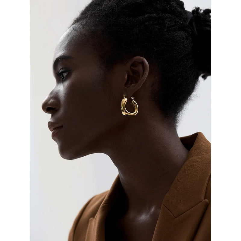 Round Geometric Hoops Earrings