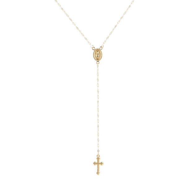 Bohemian Style Christian Cross Rosary Pendant Necklace
