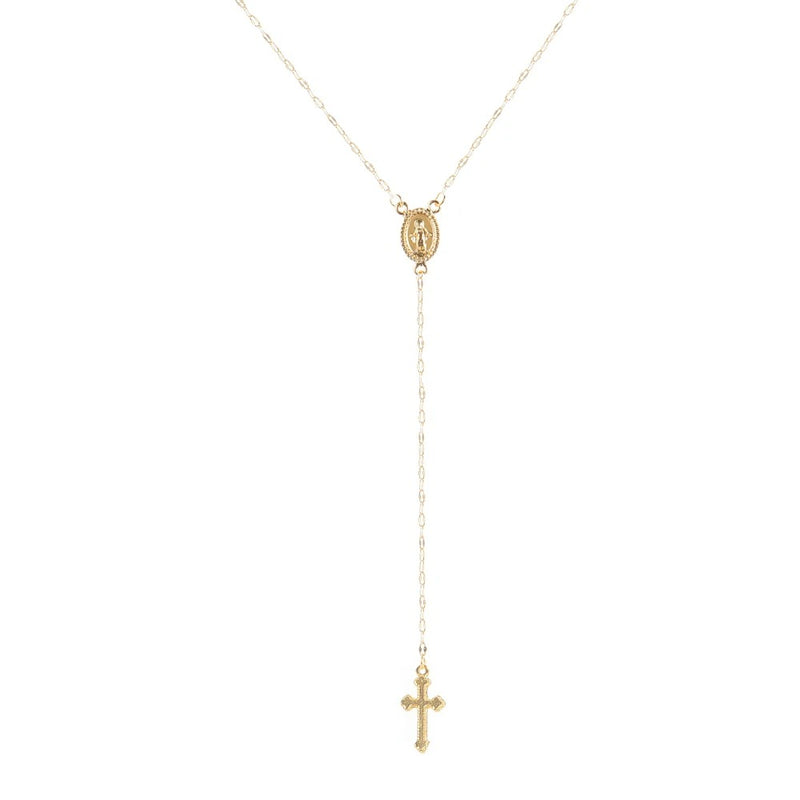 Bohemian Style Christian Cross Rosary Pendant Necklace