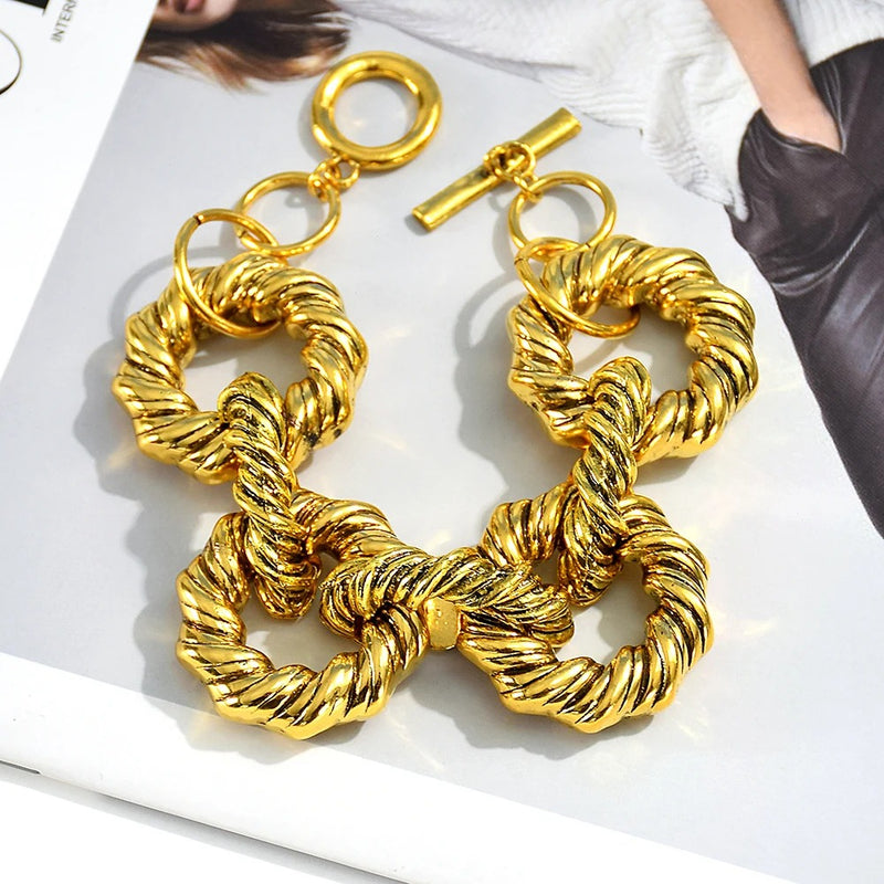 Gold Metal Hoops Bracelet