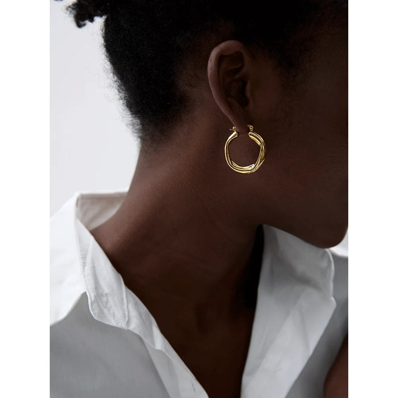 Gold Crew Huggies Earrings