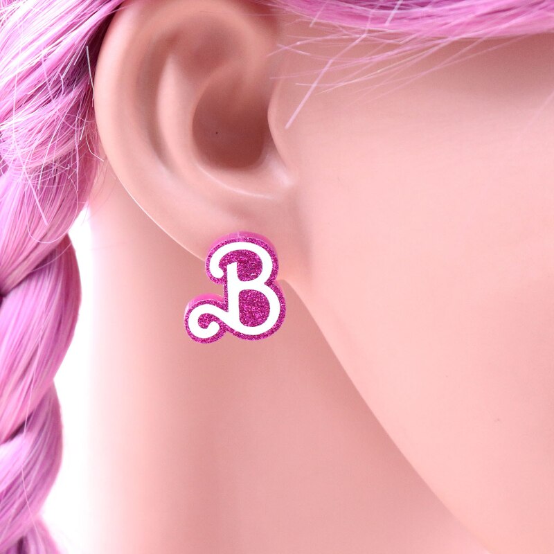 Barbie Pink Letter Earring