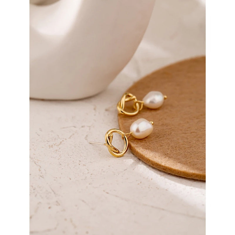 Classic Pearl Lever Hoop Earrings