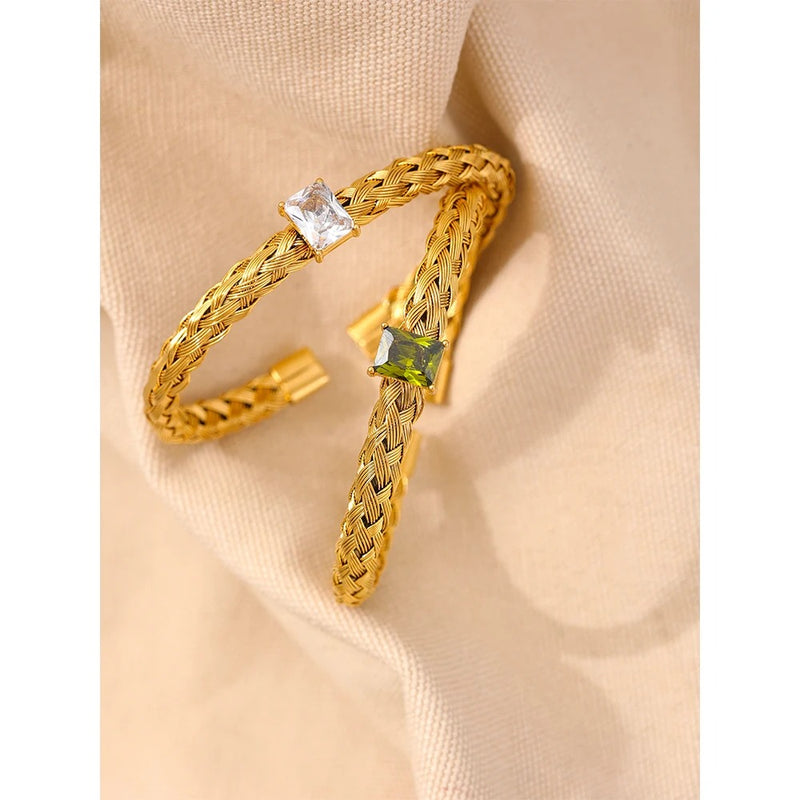 18K Gold-Plated Stainless Steel Mesh Bangle Bracelet