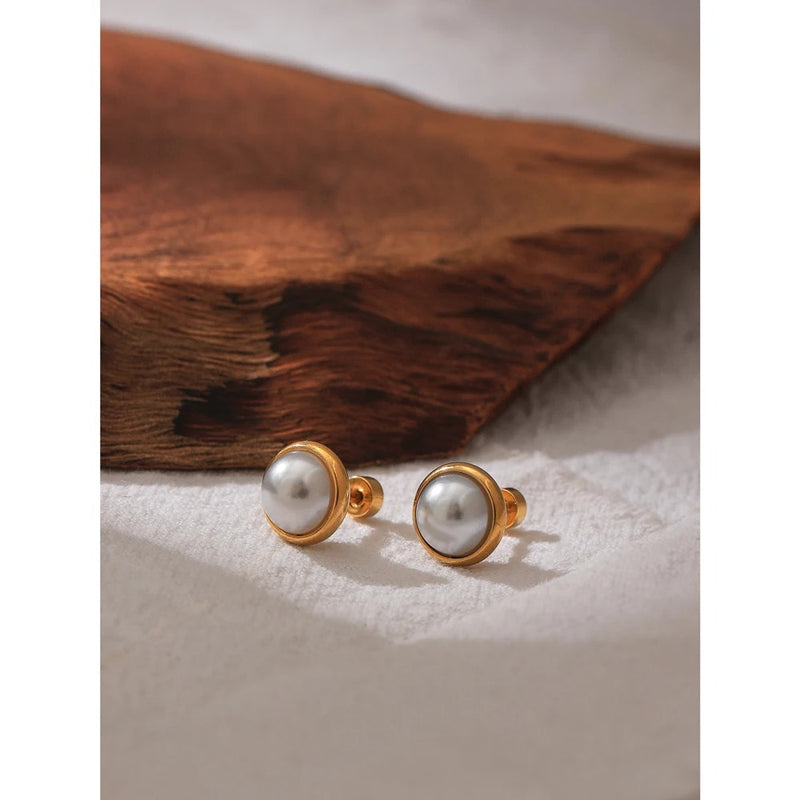 White Freshwater Pearl Stud Earrings