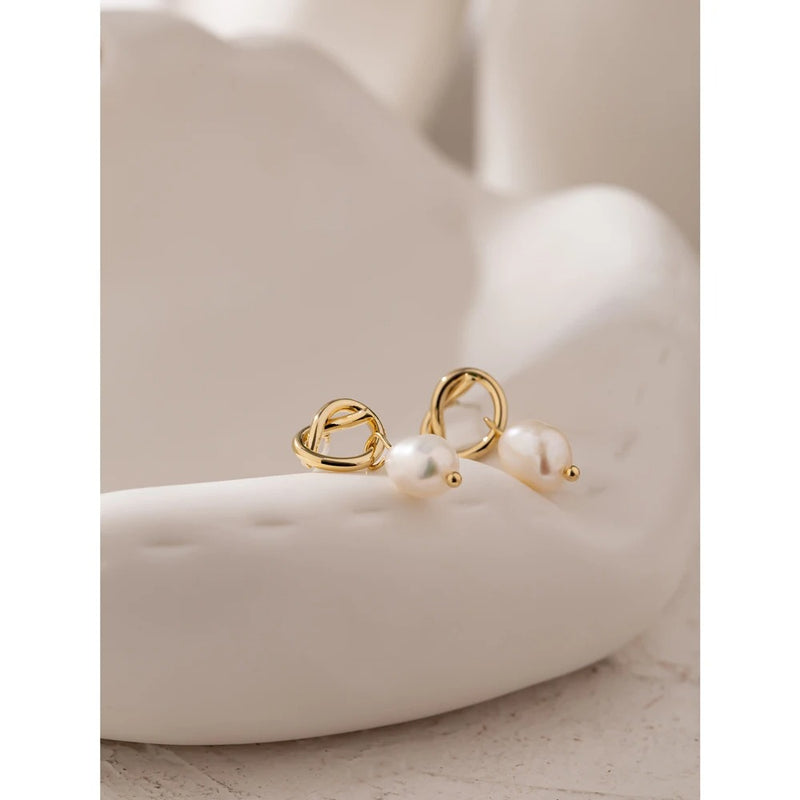 Classic Pearl Lever Hoop Earrings