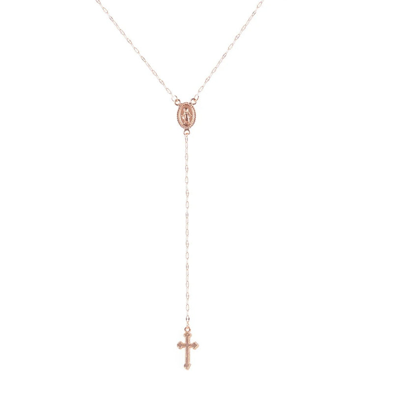 Bohemian Style Christian Cross Rosary Pendant Necklace