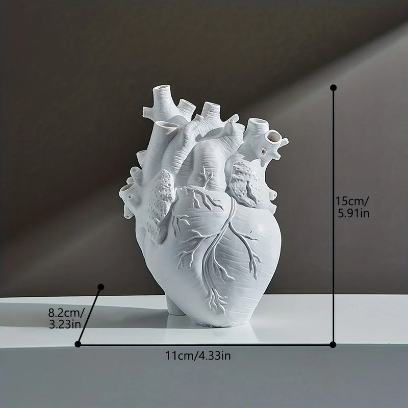 Heart-Shaped Resin Vase: Custom Sculpted Piece for Flowers, Desktop Decor, and Home Accent