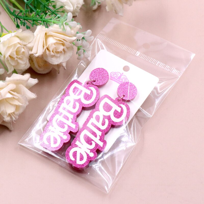 Barbie Pink Letter Earring