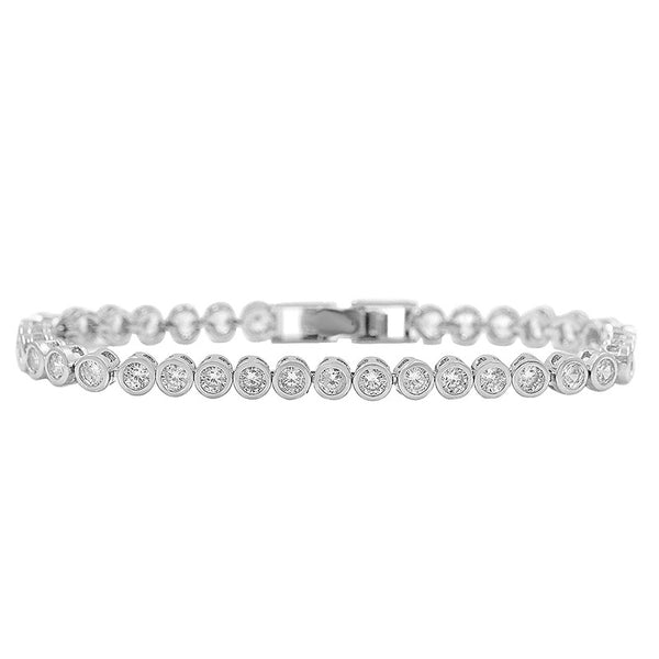 Round Cut Cubic Zirconia CZ Crystal Tennis Bracelets - Elegant and Sparkling Addition for Women's Wedding Ensemble