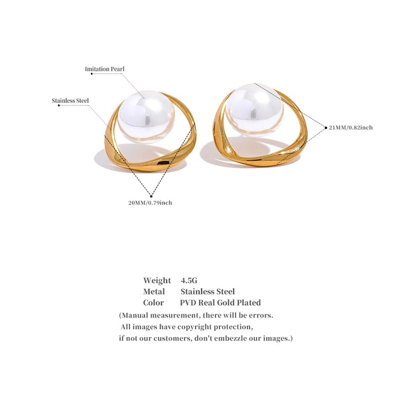 Pearls Round Hollow Earrings