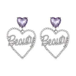 Fashion Women Diamond Earrings Girls Makeup Accessory Trendy Female Beauty Daily Love Letter Earrings Jewelry Pendant Gifts