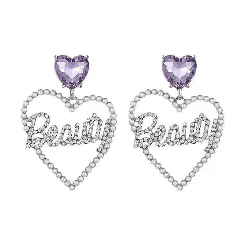 Fashion Women Diamond Earrings Girls Makeup Accessory Trendy Female Beauty Daily Love Letter Earrings Jewelry Pendant Gifts